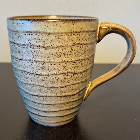 222 FIFTH Studio Khaki Stoneware Mug ~ Sedimentary Rock Stratum Pattern - Picture 4 of 10